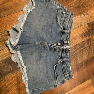 Shyanne Washed Blue Frayed Hem Denim Shorts